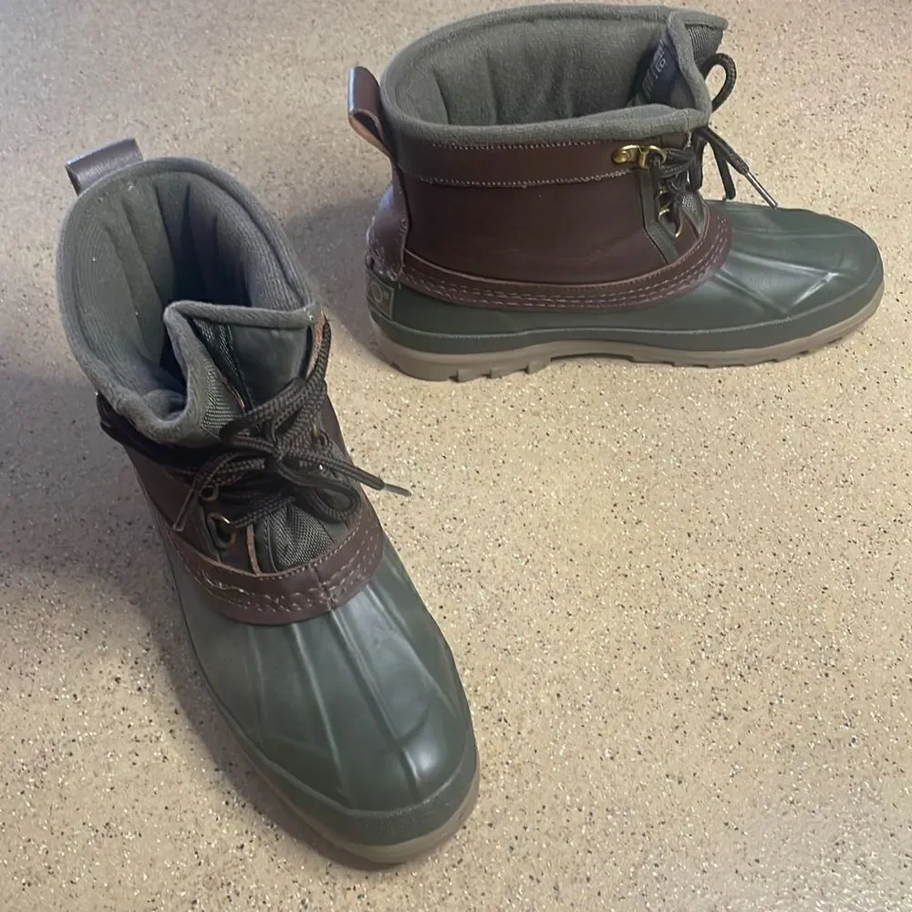 Sporto Vtg 90s Original Duck Boots 7 Green Brown